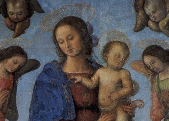 Perugino. Apparizione della Vergine col Bambino tra angeli, ai Santi Bernardino e Francesco, 1496. Galleria Nazionale dell'Umbria