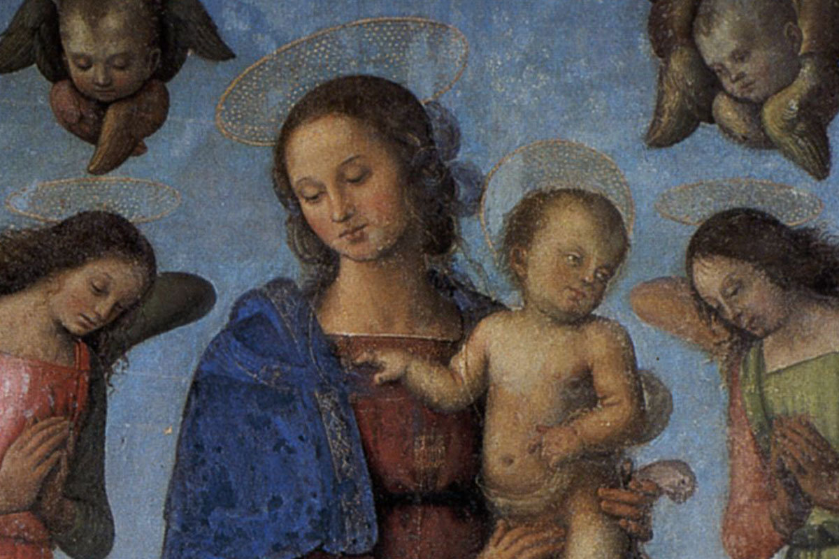 Perugino. Apparizione della Vergine col Bambino tra angeli, ai Santi Bernardino e Francesco, 1496. Galleria Nazionale dell'Umbria