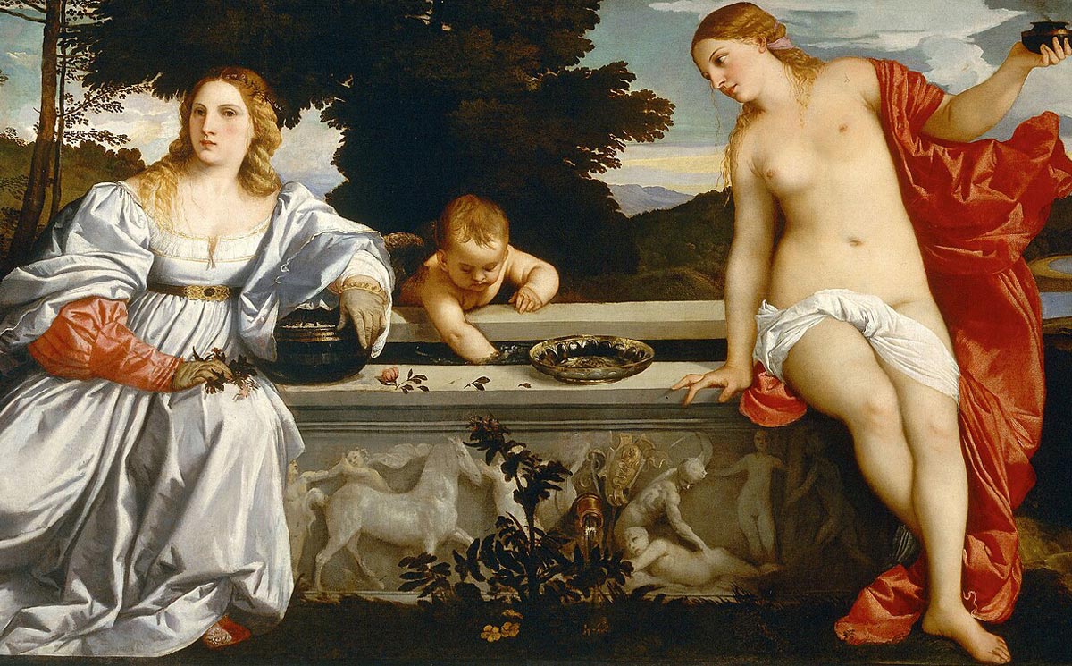 Raffaello. Tiziano. Amor Sacro e Amor Profano, (dettaglio), 1514 circa. Tecnica: olio su tela. © Galleria Borghese